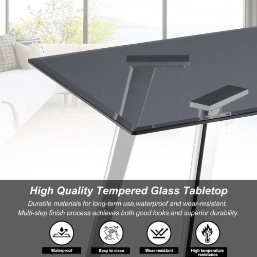 OFCASA černý skleněný konferenční stolek do obývacího pokoje - černý