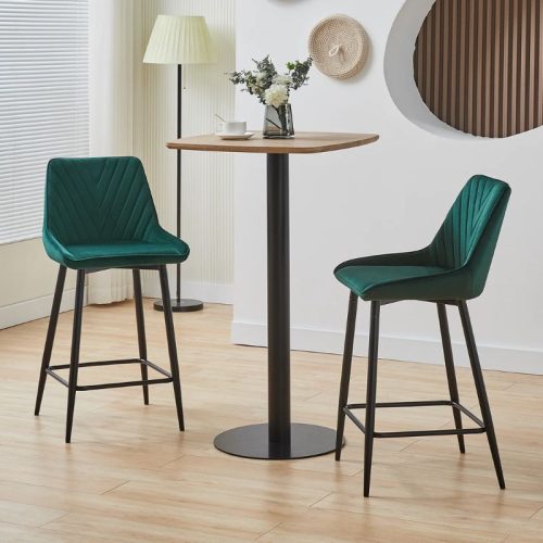 Sada barových židlí Lourdes Velvet 65 cm 2 ks - zelená
