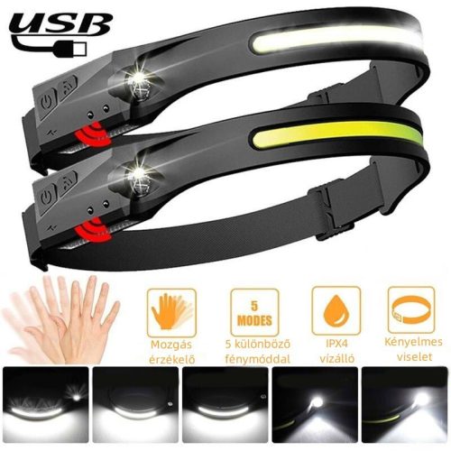 Dobíjecí LED čelovka OneLED USB – 3–300 lm, vodotěsná, spohybovým senzorem