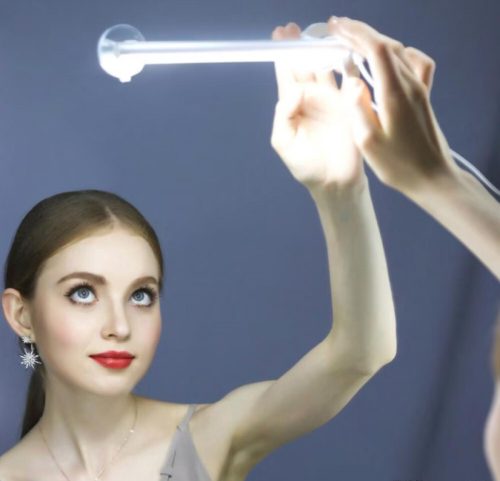 Seventybeauty 30 cm kosmetické zrcátko s pevným LED osvětlením – stolní a nástěnné