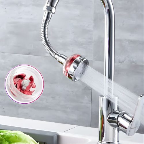 Blux úsporná dřezová baterie – červená, otočná o 360°, adaptér na filtrovanou baterii