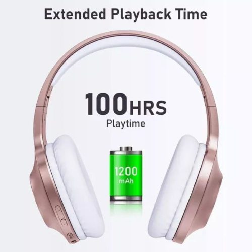 Bluetooth sluchátka přes uši LETSCOM H10 – růžovo-zlatá, bezdrátová, výdrž baterie 100 hodin