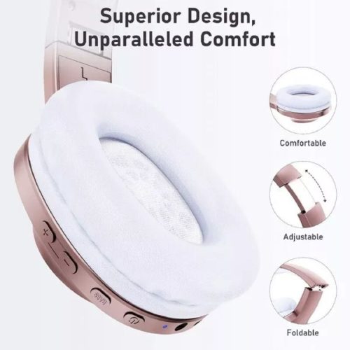 Bluetooth sluchátka přes uši LETSCOM H10 – růžovo-zlatá, bezdrátová, výdrž baterie 100 hodin