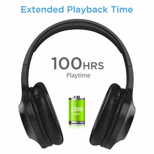 Bluetooth sluchátka LETSCOM H10 – přes uši, 100 hodin výdrže baterie – černá