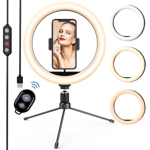 Letscom F-531 25 cm LED kruhové světlo se stojanem a Bluetooth dálkovým ovladačem