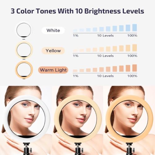 Letscom F-531 25 cm LED kruhové světlo se stojanem a Bluetooth dálkovým ovladačem