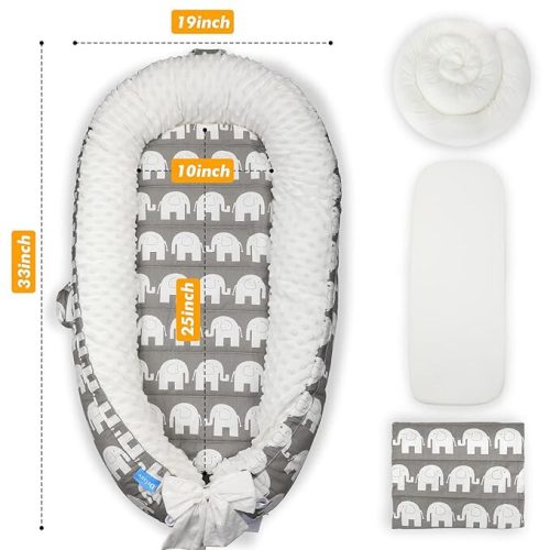 Dětské hnízdo s matrací Delauv (Slon)