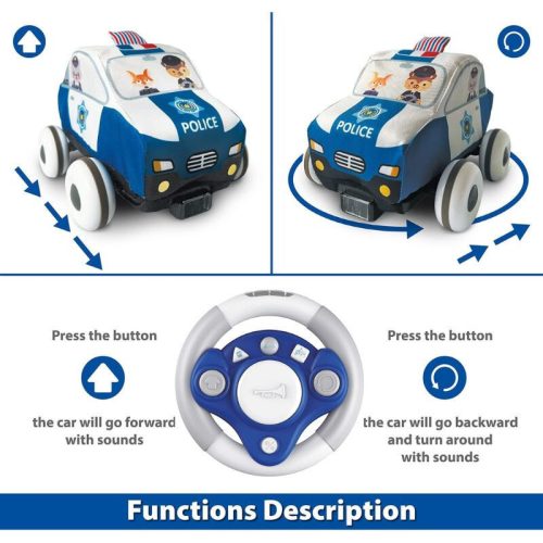 Měkké auto na dálkové ovládání pro miminka s hrací podložkou (policejní auto)
