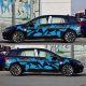 Boční vodotěsná vinylová samolepka na auto 200x60cm (modrá)