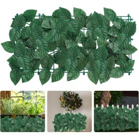   Umělý tmavě zelený listnatý dekorativní plotový kryt – 25x50 cm, UV odolný zahradní kryt