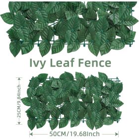   Umělý tmavě zelený listnatý dekorativní plotový kryt – 25x50 cm, UV odolný zahradní kryt