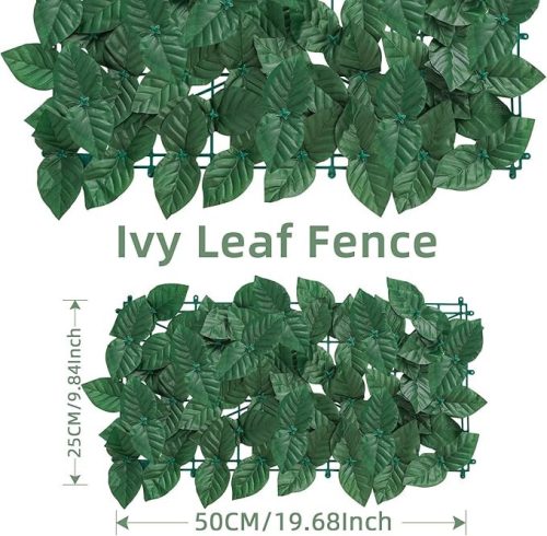 Umělý tmavě zelený listnatý dekorativní plotový kryt – 25x50 cm, UV odolný zahradní kryt