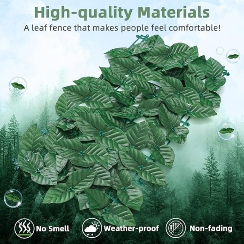 Umělý tmavě zelený listnatý dekorativní plotový kryt – 25x50 cm, UV odolný zahradní kryt