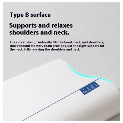 Blux Ergonomický polštář na krk z paměťové pěny – pro relaxační a pohodlný spánek – bílý