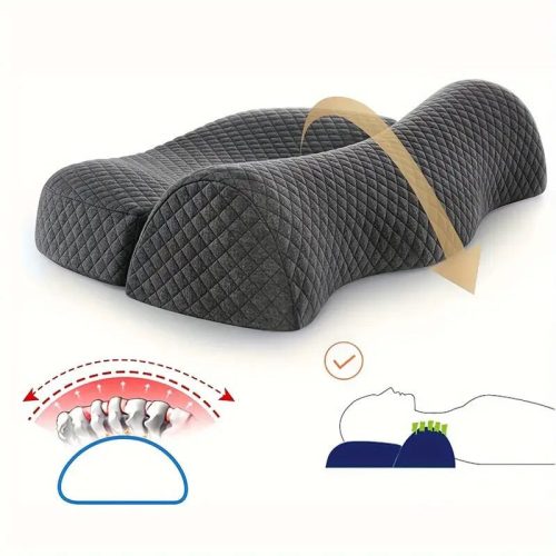 Ortopedický krční polštář Blux z paměťové pěny – šedý, spratelným potahem