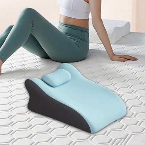 Pohodlný polštář z paměťové pěny Blux pro spaní na břiše – 42×60×23 cm – světle modrý