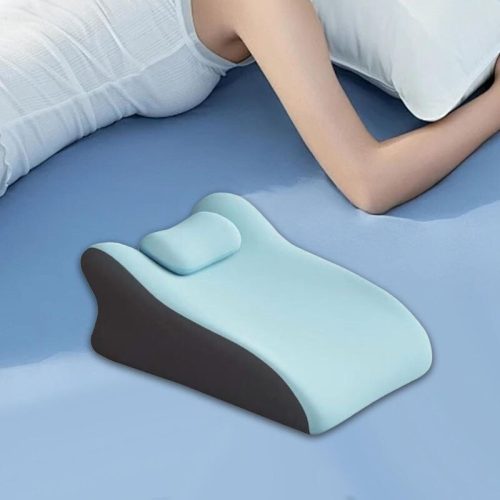 Pohodlný polštář z paměťové pěny Blux pro spaní na břiše – 42×60×23 cm – světle modrý