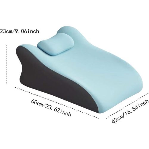 Pohodlný polštář z paměťové pěny Blux pro spaní na břiše – 42×60×23 cm – světle modrý