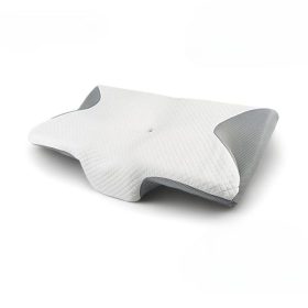   Blux Ergonomický polštář na krk a spaní z paměťové pěny ve tvaru motýla – 56×32×10 cm, šedo-bílý