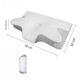   Blux Ergonomický polštář na krk a spaní z paměťové pěny ve tvaru motýla – 56×32×10 cm, šedo-bílý