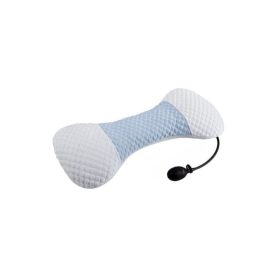   Nastavitelný bederní opěrný polštář Blux s pumpičkou – ortopedická paměťová pěna, světle modrá - bílá