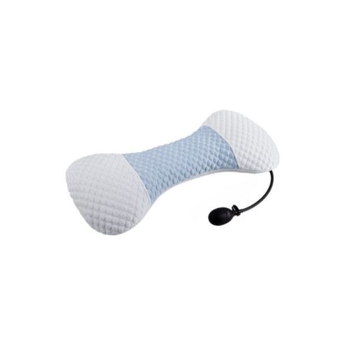 Nastavitelný bederní opěrný polštář Blux s pumpičkou – ortopedická paměťová pěna, světle modrá - bílá