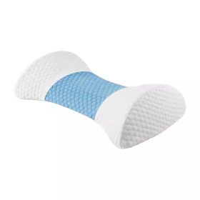   Nastavitelný bederní opěrný polštář Blux s pumpičkou – ortopedická paměťová pěna, světle modrá - bílá