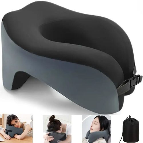 Blux Premium U-shaped cestovní polštář na krk – pohodlné spaní na cestách – černo-modrý