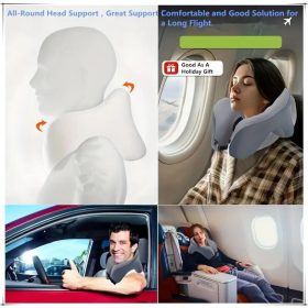   Blux Premium U-shaped cestovní polštář na krk – pohodlné spaní na cestách – černo-modrý