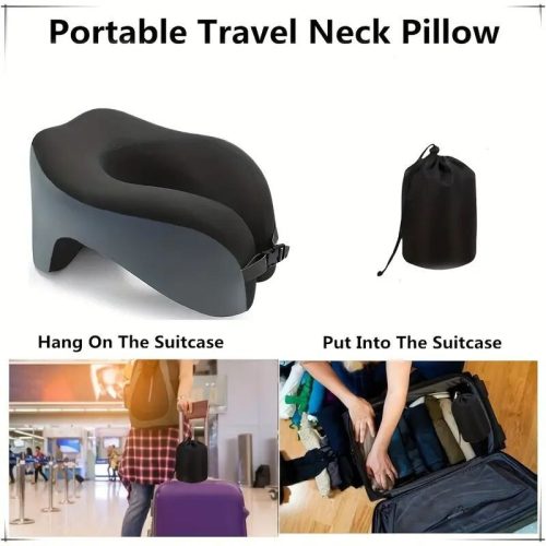 Blux Premium U-shaped cestovní polštář na krk – pohodlné spaní na cestách – černo-modrý