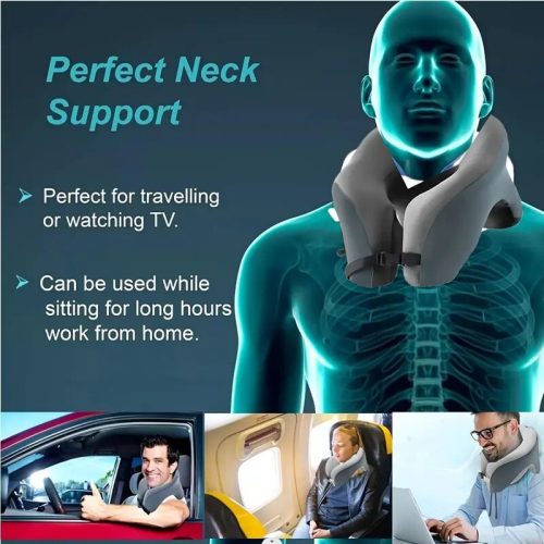 Blux Premium U-shaped cestovní polštář na krk – pohodlné spaní na cestách – černo-modrý