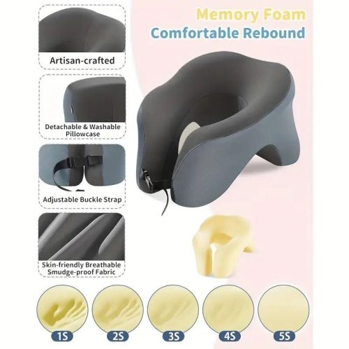 Blux Premium U-shaped cestovní polštář na krk – pohodlné spaní na cestách – černo-modrý