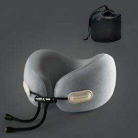  Cestovní polštářek na krk Blux z paměťové pěny s pouzdrem – 22×22×12 cm (±1 cm) – šedý
