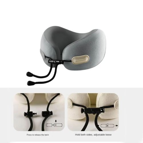 Cestovní polštářek na krk Blux z paměťové pěny s pouzdrem – 22×22×12 cm (±1 cm) – šedý