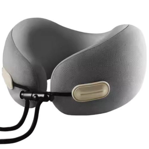 Cestovní polštářek na krk Blux z paměťové pěny s pouzdrem – 22×22×12 cm (±1 cm) – šedý