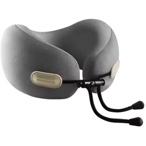 Cestovní polštářek na krk Blux z paměťové pěny s pouzdrem – 22×22×12 cm (±1 cm) – šedý