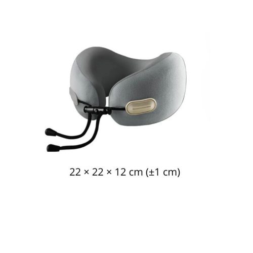 Cestovní polštářek na krk Blux z paměťové pěny s pouzdrem – 22×22×12 cm (±1 cm) – šedý