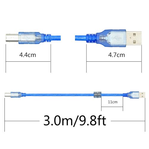 Kabel pro tiskárnu USB-B 3 m – USB 2.0, kabel pro připojení tiskárny a skeneru
