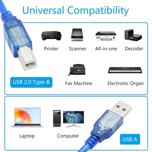 Kabel pro tiskárnu USB-B 3 m – USB 2.0, kabel pro připojení tiskárny a skeneru