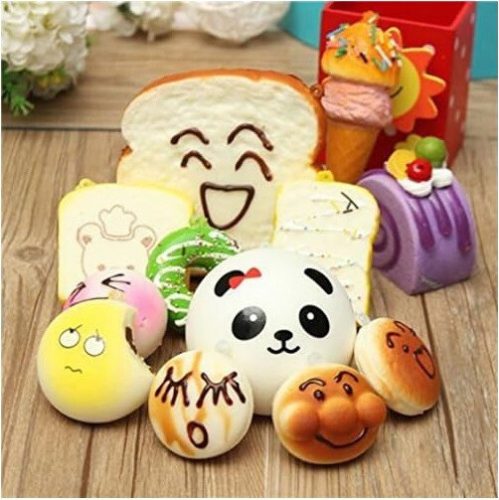 Sada 30 plyšových figurek Squishy na odbourávání stresu – lze připevnit na klíčenku nebo tašku