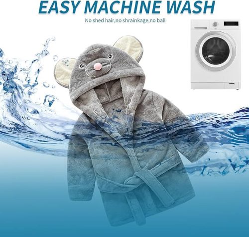 Dětský župan IEUUMLER s myším vzorem – velikost 100, měkký a pohodlný