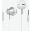 Drátová sluchátka ME-19 s mikrofonem – 3,5mm jack, bílá, pro telefon a počítač
