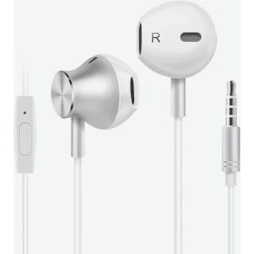   Drátová sluchátka ME-19 s mikrofonem – 3,5mm jack, bílá, pro telefon a počítač
