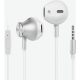 Drátová sluchátka ME-19 s mikrofonem – 3,5mm jack, bílá, pro telefon a počítač