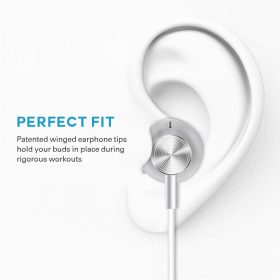   Drátová sluchátka ME-19 s mikrofonem – 3,5mm jack, bílá, pro telefon a počítač