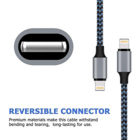   Sada nabíjecích kabelů Lightning pro iPhone – tmavě modro-černá, rychlé nabíjení, certifikace Apple MFi (1 m + 2 m/3 ks + 3 m)