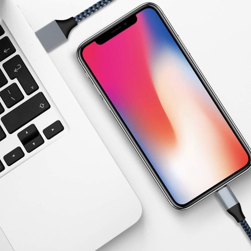 Sada nabíjecích kabelů Lightning pro iPhone – tmavě modro-černá, rychlé nabíjení, certifikace Apple MFi (1 m + 2 m/3 ks + 3 m)