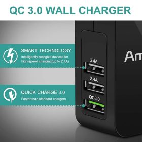 Rychlonabíjecí adaptér Amoner USB – 3 USB porty, 3A