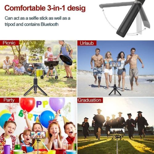 Multifunkční selfie tyč InnoTech – s dálkovým ovládáním Bluetooth, nastavitelná délka