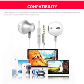   Bílá drátová sluchátka s mikrofonem – 3,5mm jack konektor, univerzální headset pro telefon